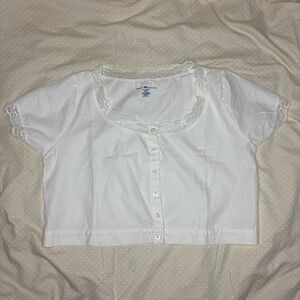 Brandy Melville Cream Lace Button-Up Blouse